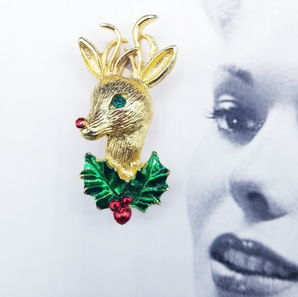 Vintage Gerry's Rudolph Reindeer Xmas brooch